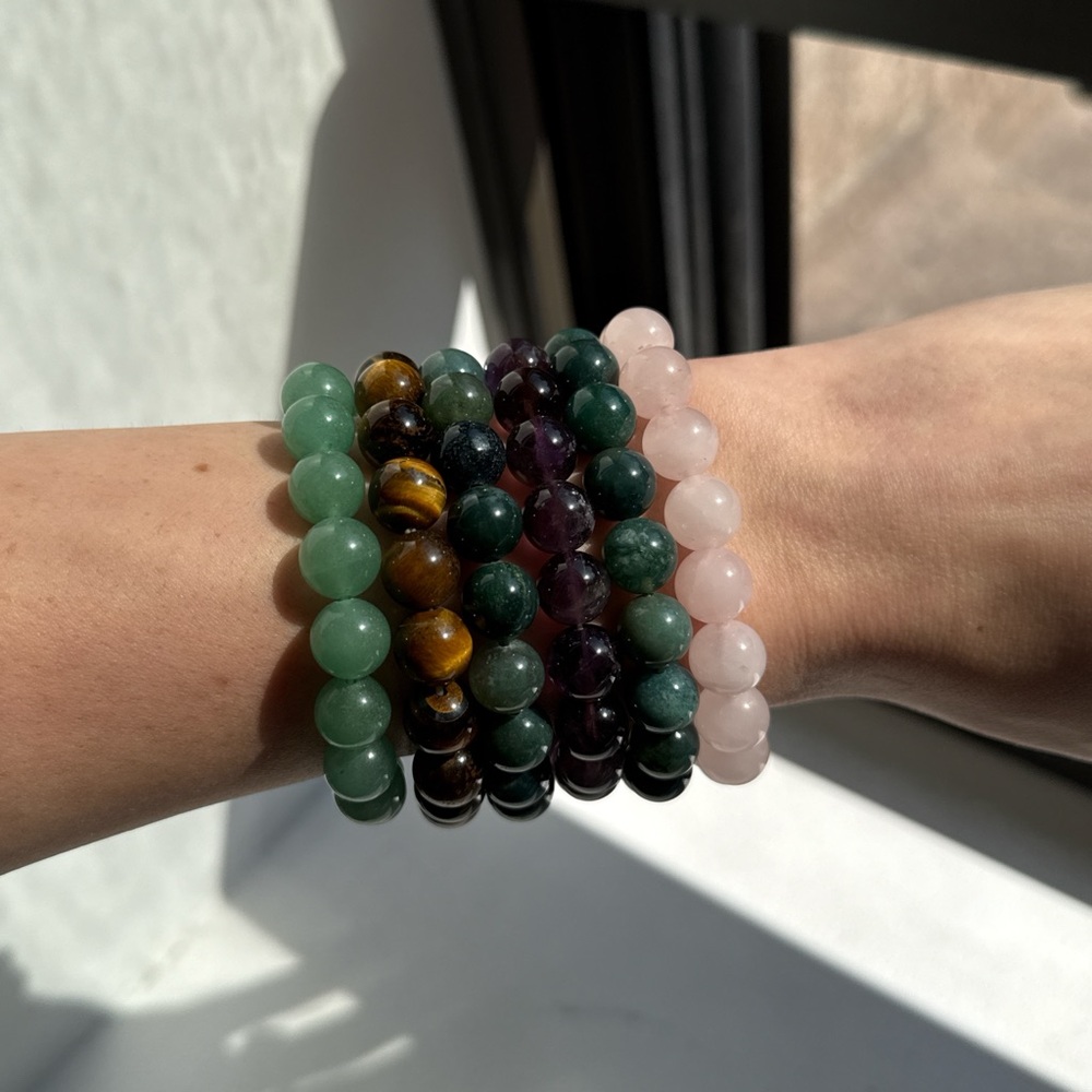 Multicolor Gemstone Stretch Bracelets - image 1
